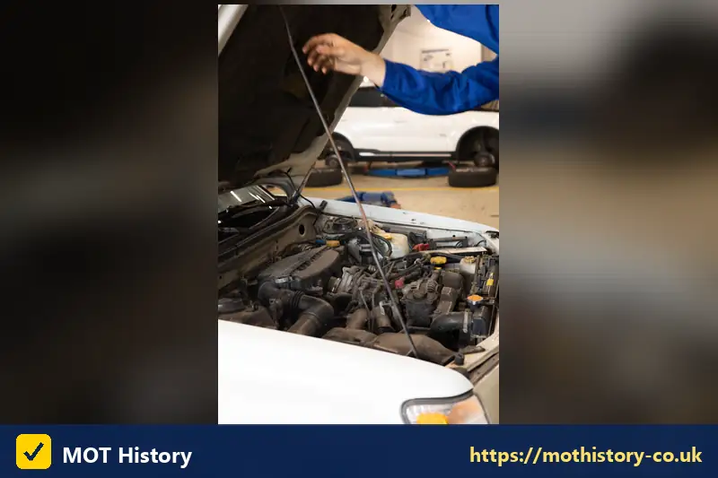 Open bonnet showing the engine bay of a car - car garage