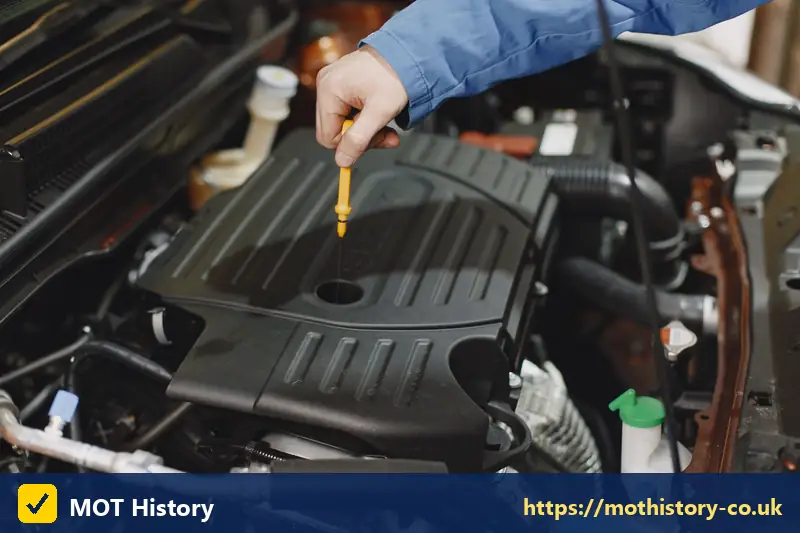 Checking the oil dipstick on a petrol engine - mot and service cost
